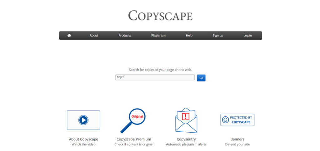 Copyscape home page