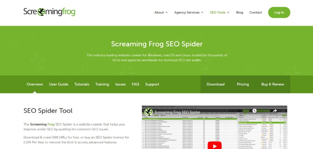 Screaming Frog SEO Spider home page