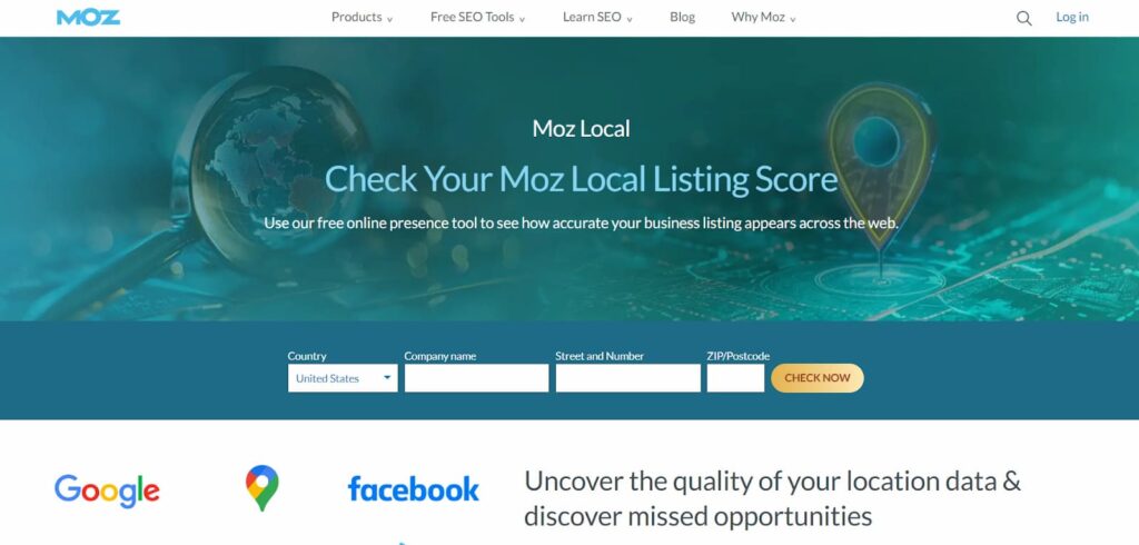 Moz Local Listing Score page