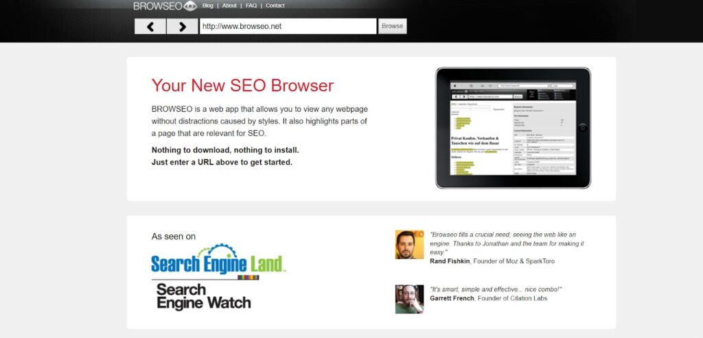 Browseo home page