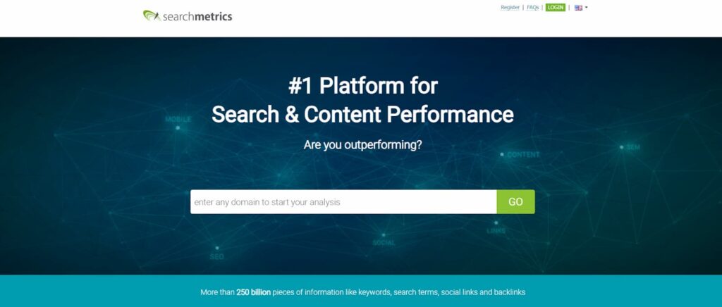 Searchmetrics Website Analyzer home page