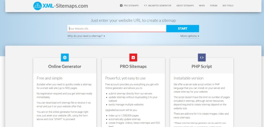 XML Sitemaps home page